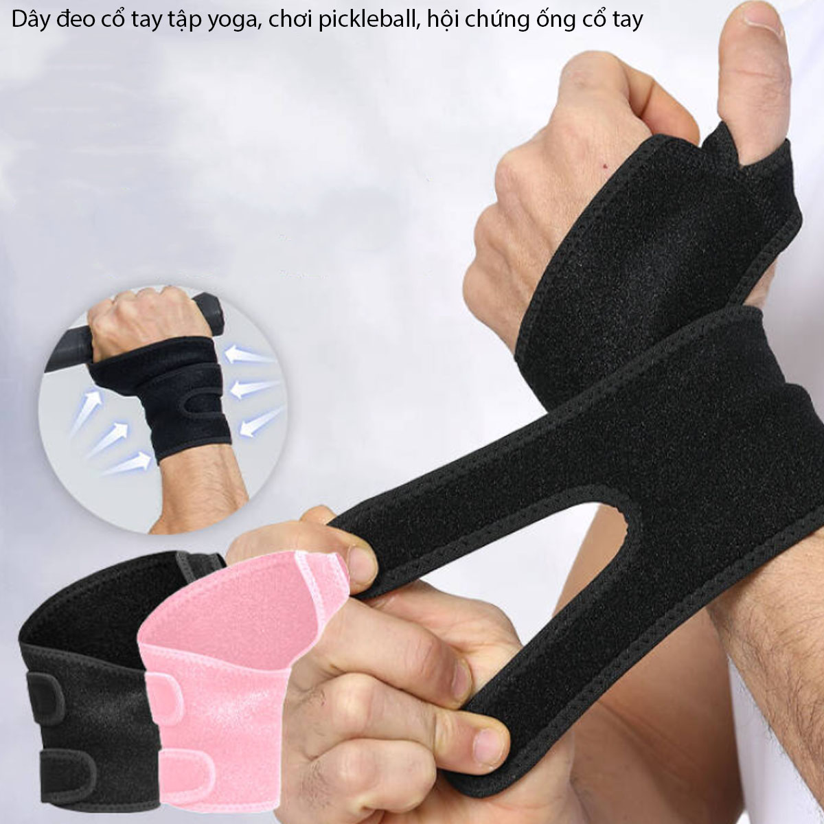 Dây đai siết cổ tay, trợ khớp cổ tay tập yoga, pickleball, tennis, giảm đau hội chứng ống cổ tay - Quang Minh Store 10