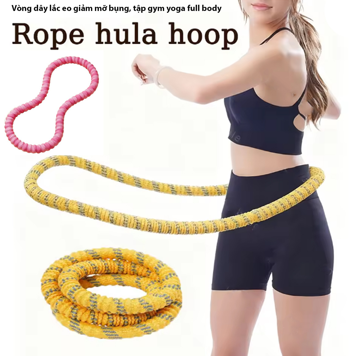 Vòng dây lắc eo hula hoop bọc vải, bọc nhung lõi lò xo tập giảm mỡ bụng, tập cơ hông kegel-Quang Minh Store 06